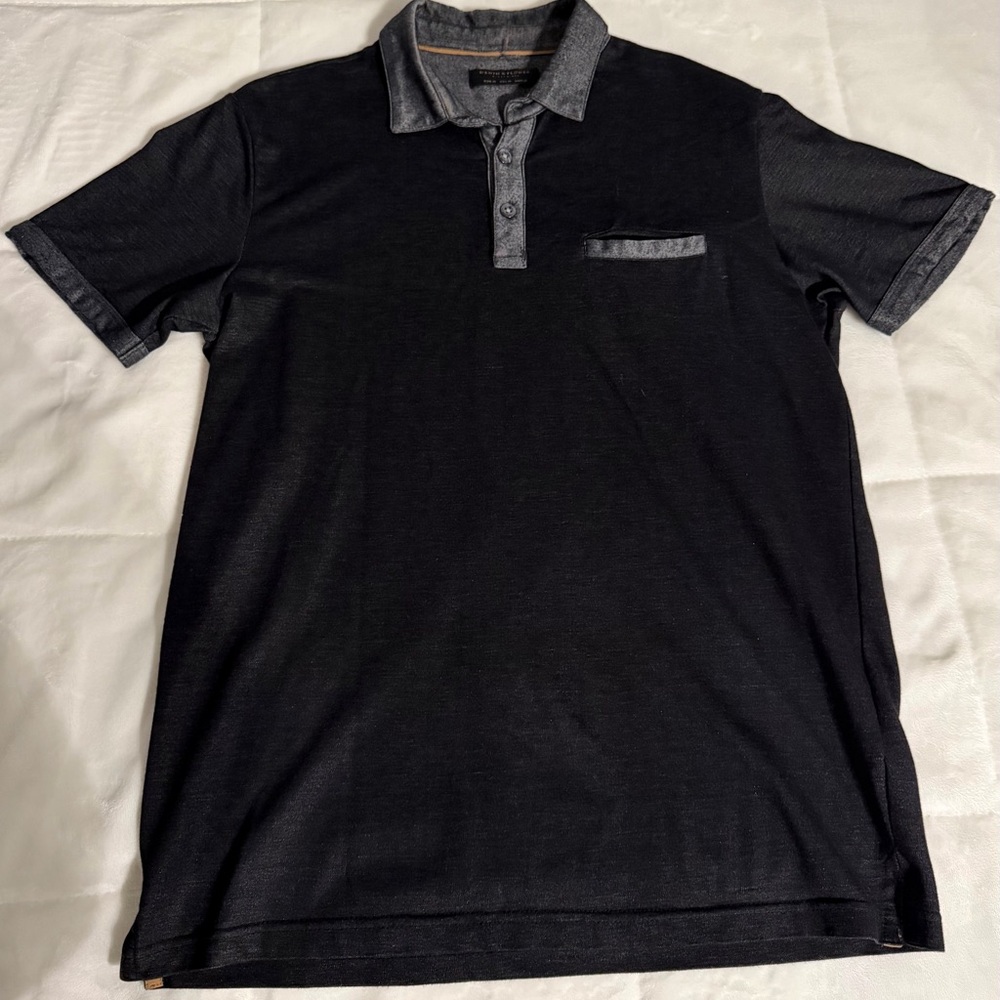 Men's Black Polo Shirt with Contrast Trim